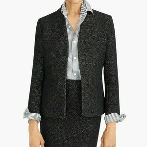 J.CREW GOING OUT SLIM-FIT BLAZER JACKET IN TINSEL TWEED BLACK size 4; NWT